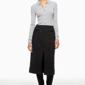 MICHAEL KORS Grey Collared Polo Sweater Size XS with Fraying & Stain